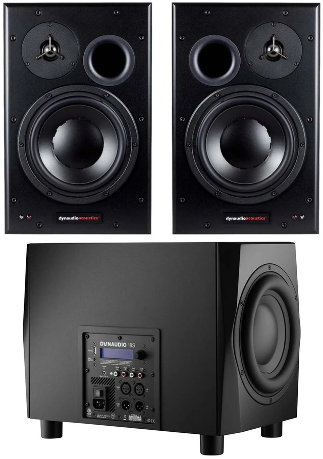 Main image of (2) Dynaudio BM15A 10 inch Powered Monitors, Dynaudio Sub 18S Bundle