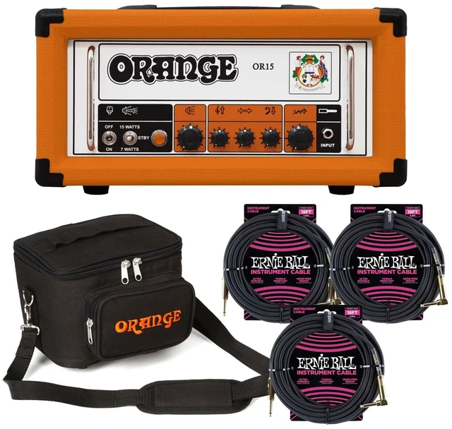 Main image of Orange OR15H 15W Tube Head (Orange), Orange Micro Bag, (3) Ernie Ball 1/4 Cables Bundle