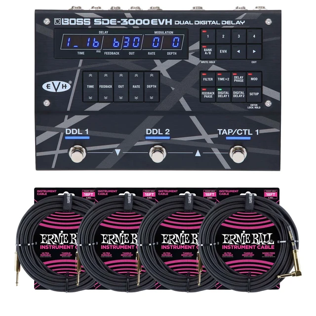Main image of BOSS SDE-3000EVH Dual Digital Delay Pedal, (4) ErnieBall 1/4 Cable Bundle