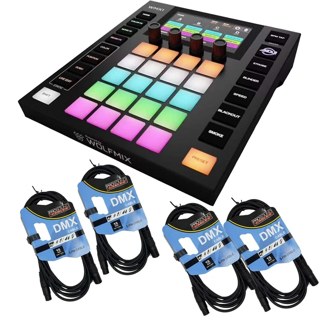 Main image of American DJ WMX1 MK2 Wolfmix DMX Lighting Controller, (2) 3pin DMX Cables, (2) 5pin DMX Cables Bundle