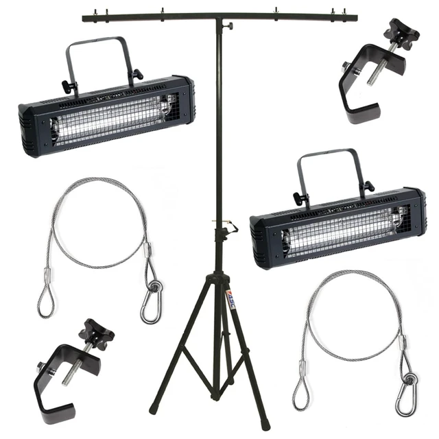Main image of American DJ (2) Mega Flash DMX Programmable Strobe Fixtures w/ Stands & Clamps