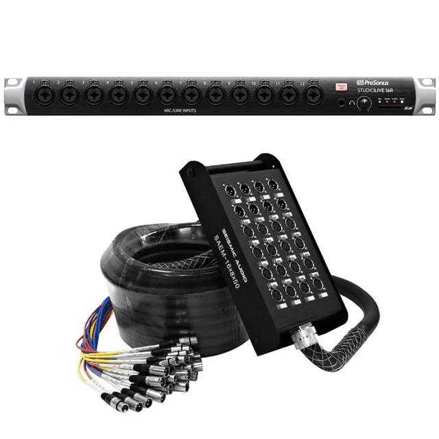 Main image of PreSonus StudioLive 16R - 18-Input, 16-Channel Series III + Seismic Audio - 16 Channel XLR SNAKE CABLE 50FT 8 returns