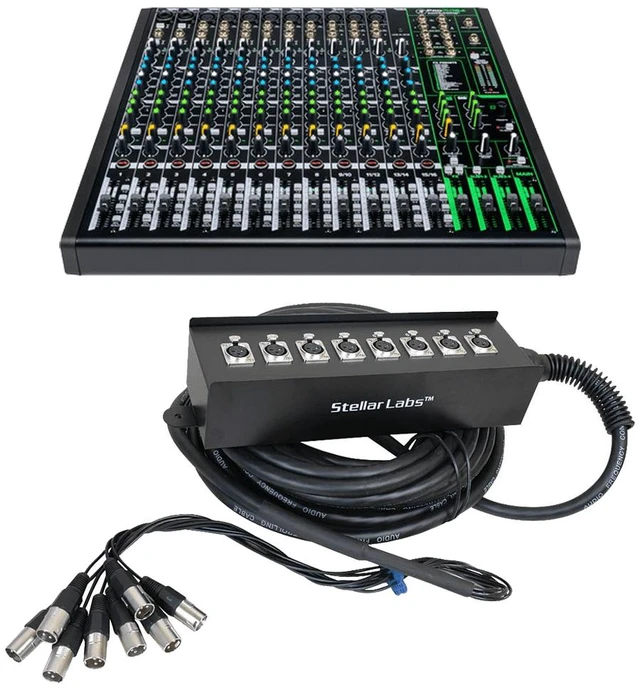 Main image of Mackie ProFX16v3 16-Channel Sound Reinforcement Mixer with Built-In FX + 32' 8 Channel Box XLR Cable Snake