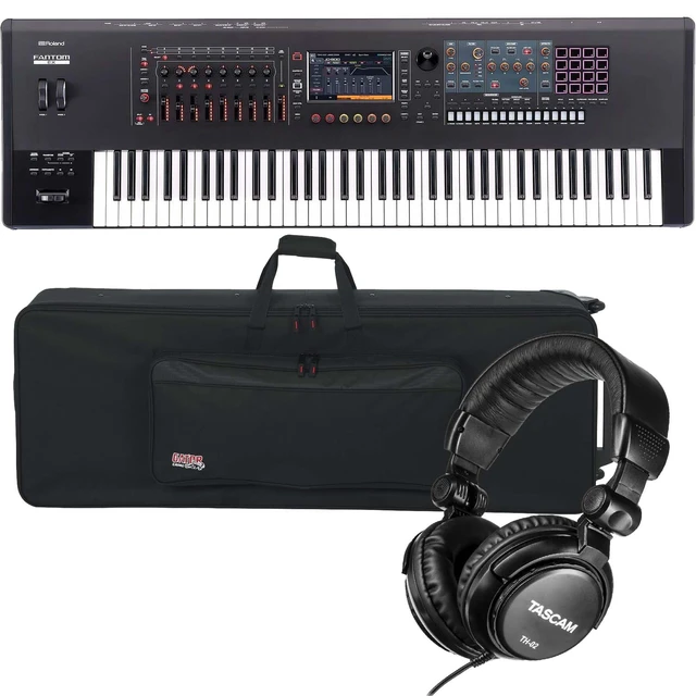 Main image of Roland Fantom 7 EX Synthesizer Workstation, Gator Cases GK-76, Tascam TH02 Bundle