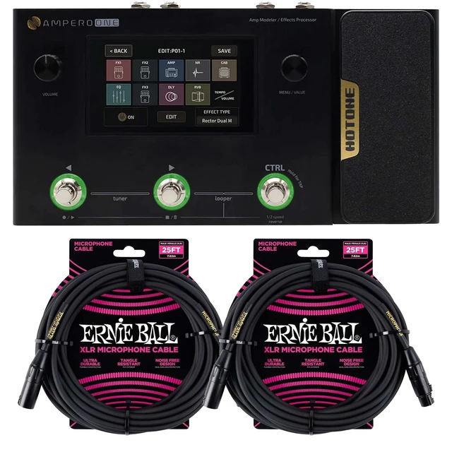 Main image of Hotone Ampero One MP-80 Amp Modeler & Effects Processor, (2) ErnieBall XLR Cables Bundle
