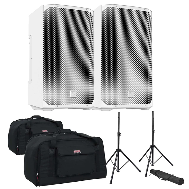 Main image of (2) Electro-Voice EVERSE 12 Weatherized Battery-Powered (White) - Speaker Stands - (2) Gator Tote12 Bundle