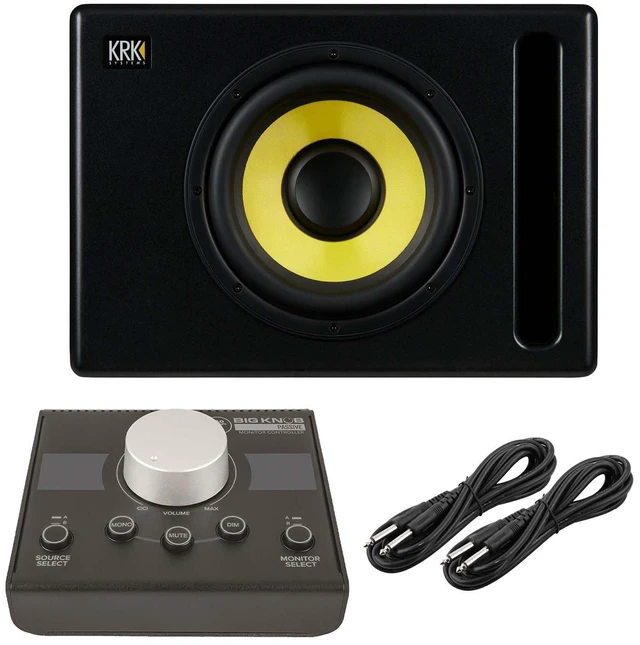 Main image of KRK S10.4 10 Powered Studio Subwoofer, Mackie Big Knob Passive, (2) 1/4 Cables Bundle