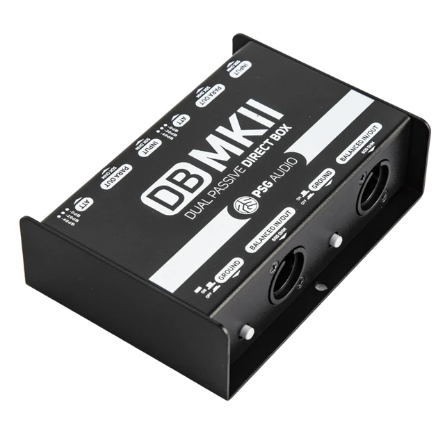 Alt view image 2 of 7 - PSG AUDIO DB-MKII Dual Premium Direct Injection Audio Box Passive DI Unit Hum Eliminator w/Input Attenuator to Connect Guitar & Bass,1/4'' Impedance Transf. Connector Balanced & Unbalanced XLR