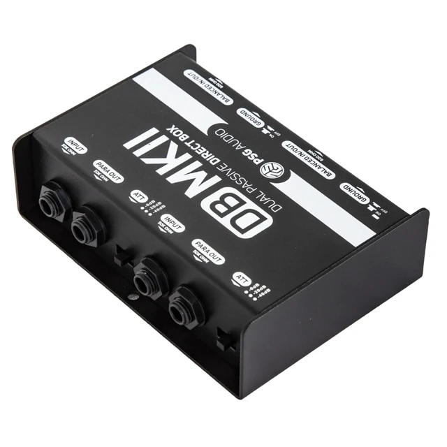 Alt view image 4 of 7 - PSG AUDIO DB-MKII Dual Premium Direct Injection Audio Box Passive DI Unit Hum Eliminator w/Input Attenuator to Connect Guitar & Bass,1/4'' Impedance Transf. Connector Balanced & Unbalanced XLR
