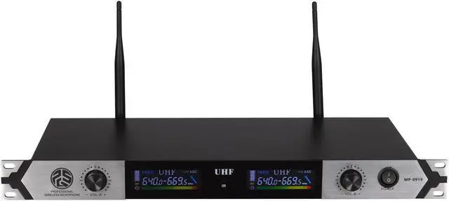 Alt view image 2 of 7 - PSG AUDIO MP-0919 Multifrequency Dual Wireless Microphone System Rack Mountable