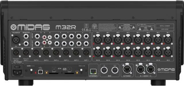 Alt view image 4 of 6 - Midas M32R LIVE 40-channel Digital Mixer, Decksaver, (16) XLR Cables Bundle