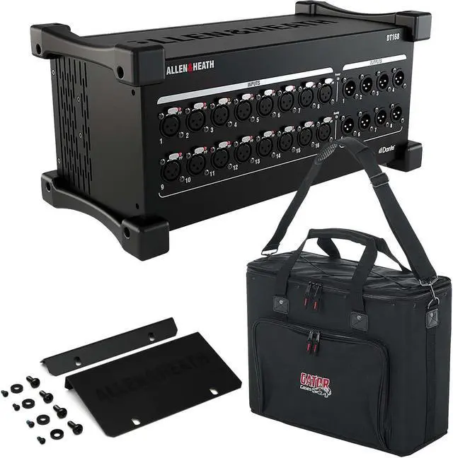 Main image of Allen & Heath DT168 16-input Dante, A&H Rackmount Kit, Gator GRB-4U Case Bundle