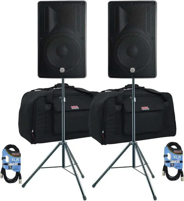 Main image of (2) PSG Audio Cobra 12 1600 Watt, (2) Gatot Tote12, Stands, (2) XLR Cables Bundle