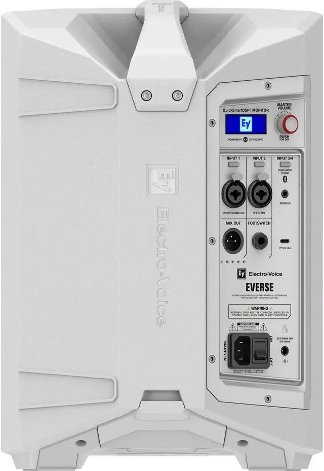 Alt view image 3 of 7 - Electro-Voice Everse 8 Battery Speaker (White), Mic Stand, Shure SV100, XLR Cable Bundle