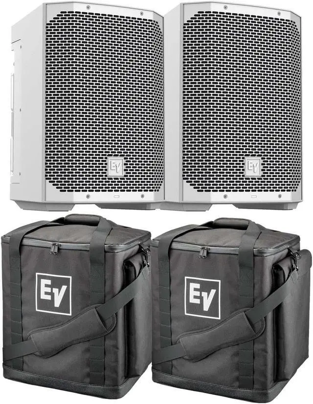 Main image of (2) Electro-Voice Everse 8 Battery Speaker (White), (2) Electro-Voice Padded Tote Bundle