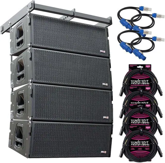 Main image of (4) Pro DG Systems GTA 2X10 LA (Powered), (1) Bumper, (4) Powercon Link Cables, (4) ErnieBall XLR Bundle