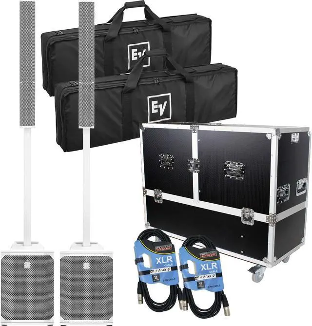 Main image of (2) Electro-Voice Evolve 50M Powered Speaker  White (Top Cover Included), ProX X-EV-EVOLVE50X2W, (2) XLR Cables Bundle