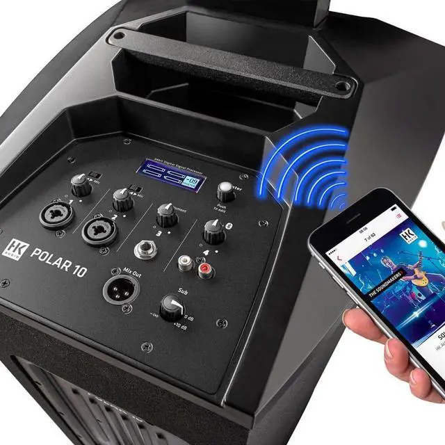 Alt view image 3 of 7 - (2) HK AUDIO POLAR 10 2000W Powered Array System with Bluetooth, (2) SV100 Mic, (2) Mic Stand, Tascam TH02, (2) XLR Cables Bundle
