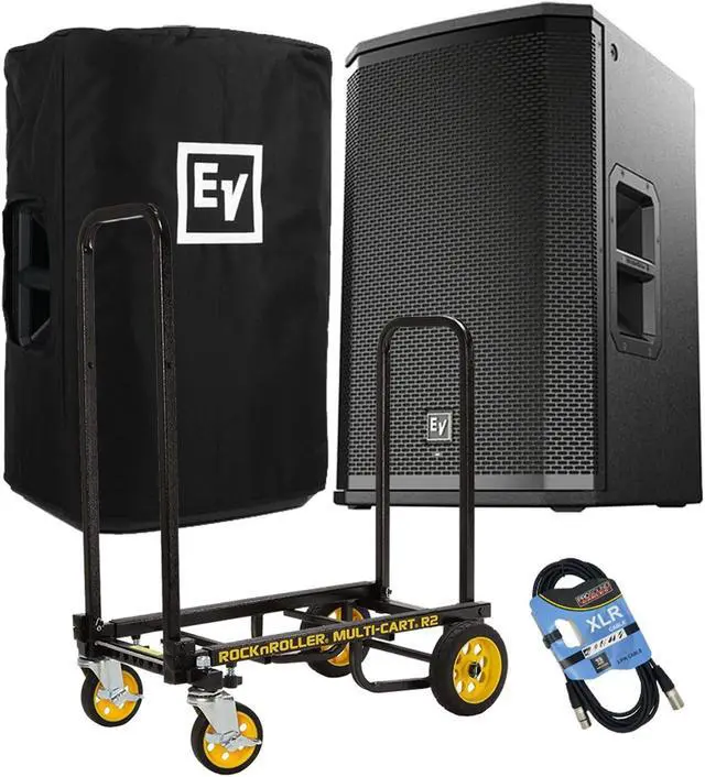 Main image of Electro-Voice ETX-12P Powered Speaker, ETX12 Cover, Rock n Rolle Cart, XLR Cable Bundle