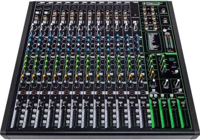 Alt view image 3 of 7 - Mackie ProFX16v3 16-Channel Sound Reinforcement Mixer with Built-In FX + Tascam TH-02 Studio Headphones + Gator Cases G-MIXERBAG-1818 Padded Nylon and (6) XLR Cables 15FT.