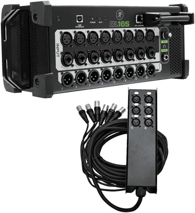 Main image of Mackie DL16S 16-Channel Wireless Digital Live Sound Mixer with Built-In Wi-Fi + Seismic Audio SACB-6×25 6-Channel Low Profile XLR Send Sub Snake Cable