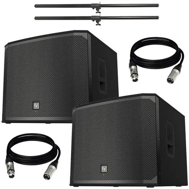 Main image of (2) Electro-Voice EKX-18SP 18 Powered Subwoofer and Cables and Poles Package