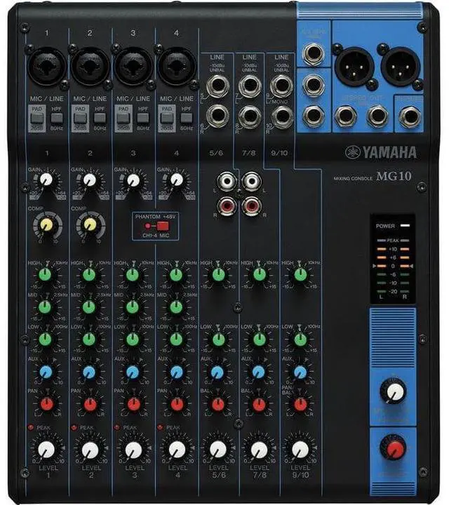 Alt view image 5 of 7 - (Pair) Electro-Voice ELX200-12SP-US 12 1200W Powered Subwoofer (Black) & Yamaha MG10  10-Input Mixer & (2) Adjustable Subwoofer Pole and (2) 50FT XLR to XLR Cable