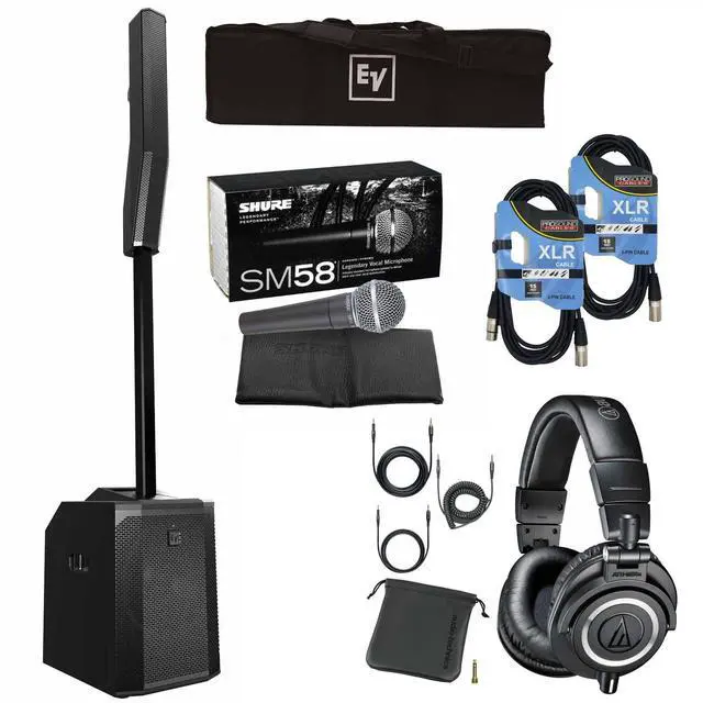 Main image of Electro-Voice Evolve 50 Portable Column Bluetooth PA System with Over-the-Ear Headphones & Vocal Microphone Package