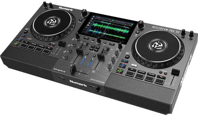 Alt view image 3 of 7 - Numark Mixstream Pro Go Battery-Powered Standalone DJ Controller, (2) PSG AUDIO Cobra 112, Speakers Stands, (2) XLR Cables Bundle