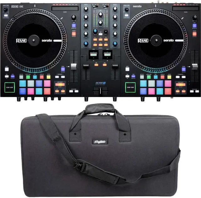 Main image of Rane One 2-channel Motorized DJ Controller, (2) PSG Audio Cobra 112, Speakers Stands, (2) XLR Cables Bundle