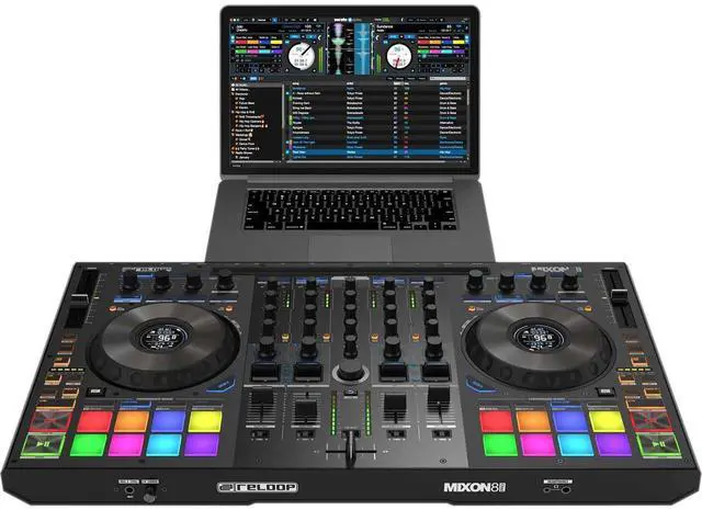 Alt view image 4 of 7 - Reloop Mixon 8 Pro 4-channel DJ Controller, Presonus Eris3.5, Tascam TH02, (2) 1/4 Cable Bundle