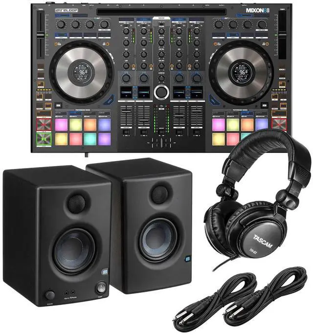 Main image of Reloop Mixon 8 Pro 4-channel DJ Controller, Presonus Eris3.5, Tascam TH02, (2) 1/4 Cable Bundle