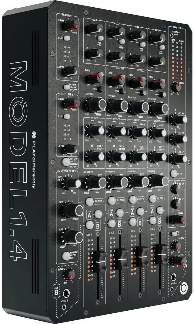 Alt view image 2 of 7 - PLAYdifferently MODEL 1.4 DJ Mixer, Audio Technica ATH-M50X Bundle