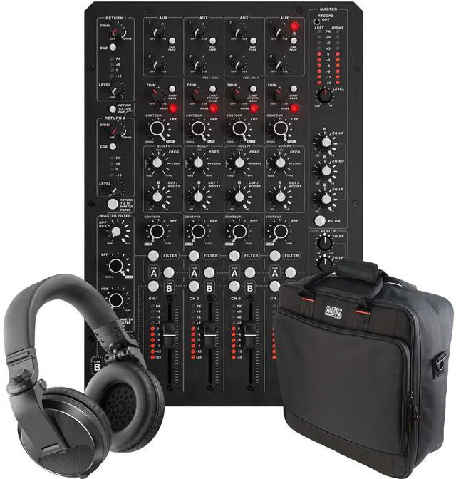 Main image of PLAYdifferently MODEL 1.4 DJ Mixer, Audio Technica ATH-M50X Bundle
