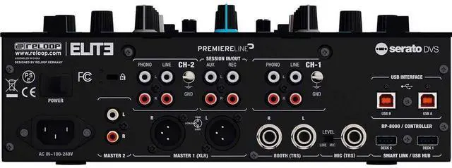 Alt view image 4 of 7 - Reloop Elite Two Channel Serato Mixer, Reloop Elite Case, Decksaver, (2) XLR Cables Bundle