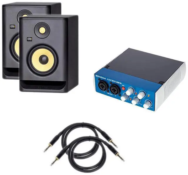 Main image of KRK ROKIT 5 G4 5 Pair  PreSonus AudioBox USB 96  1/4 Cables (2)