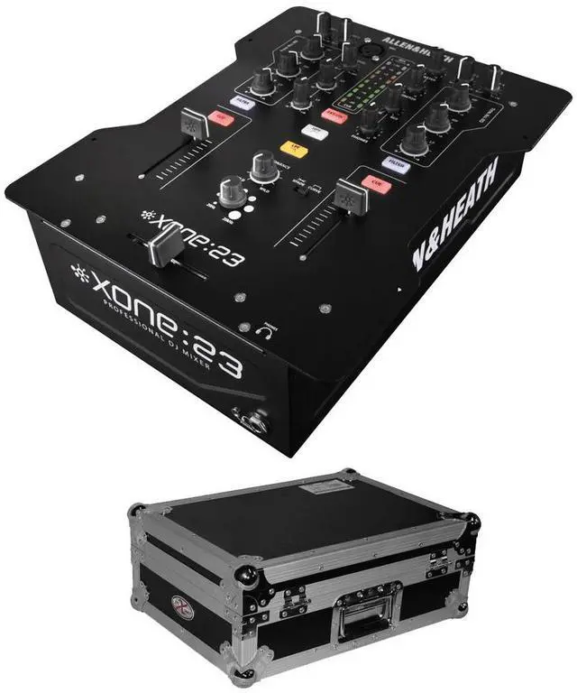 Main image of Allen & Heath XONE:23  2+2 Channel DJ Mixer + ProX CD Case for Large Format Media Player (Silver on Black)