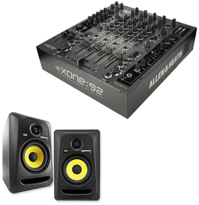 Main image of Allen & Heath XONE:92S Professional Six-Channel Club Install DJ Mixer + KRK RP5G3-NA Rokit 5 Generation 3 Powered Studio Monitor  Pair