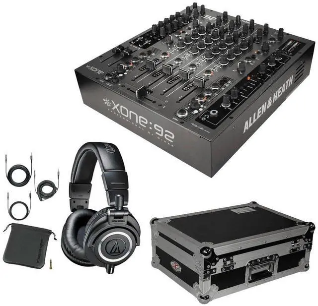 Main image of Allen & Heath XONE:92S Professional Six-Channel Club Install DJ Mixer + ProX CD Case for Large Format Media Player and Audio-Technica ATH-M50X