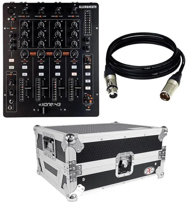 Main image of Allen & Heath XONE:43  4+1 Channel Analog DJ Mixer & ProX XS-M12LT Large Format 12 DJ Mixer Case with Laptop Shelf and Cable