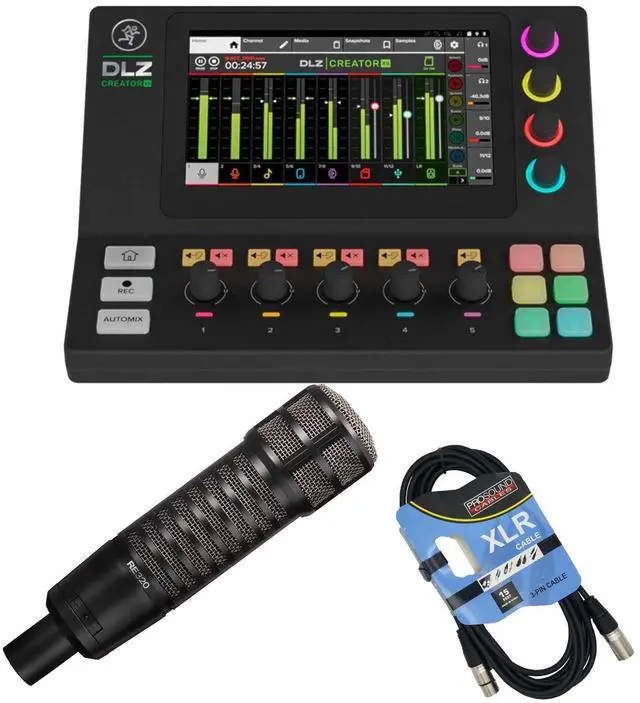 Main image of Mackie DLZ Creator XS Compact Digital Mixer, Electro-Voice RE320, XLR Cable Bundle