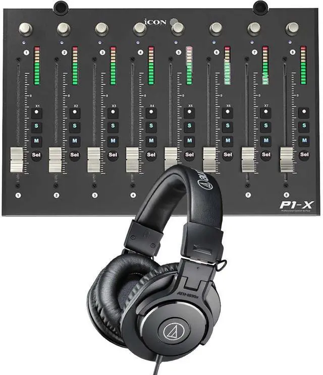Main image of Icon Pro Audio P1-X DAW Control Expander for P1-M, Audio Technica ATH-M30X Bundle