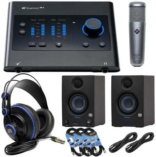 Main image of PreSonus Quantum ES 2 USB-C Audio Interface, Presonus E3.5, Presonus HD7, PreSonus PX-1, (3) XLR Cables, (2) 1/4 Cables Bundle