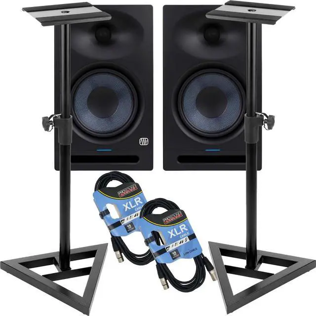 Main image of (2) PreSonus Eris Studio 8 8-inch Powered Studio Monitor, Monitor Stands, (2) XLR Cables Bundle