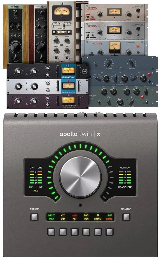 Alt view image 2 of 7 - Universal Audio Apollo Twin X USB DUO Heritage Edition, (2) ErnieBall XLR Cable, (2) ErnieBall 1/4 Cable, USB-C Cable Bundle