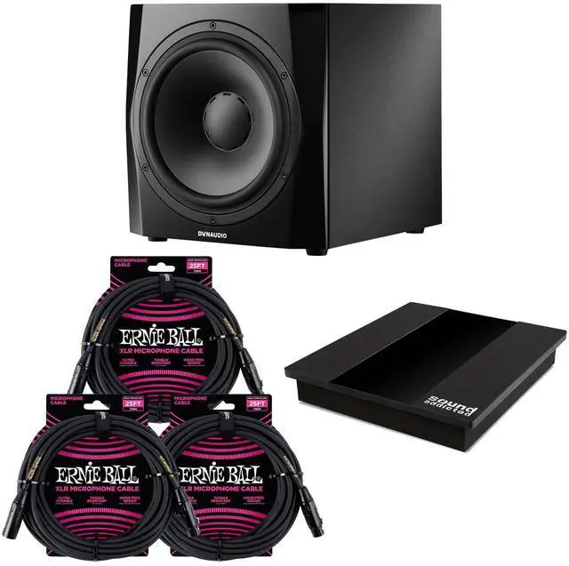 Main image of Dynaudio Acoustics 9S 300W 9.5 Active Sub, Sound Addicted P10 Pad, (3) ErnieBall XLR 25FT Bundle