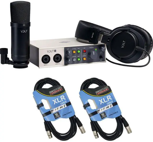 Main image of Universal Audio Volt 2 Studio Pack, (2) XLR Cables Bundle