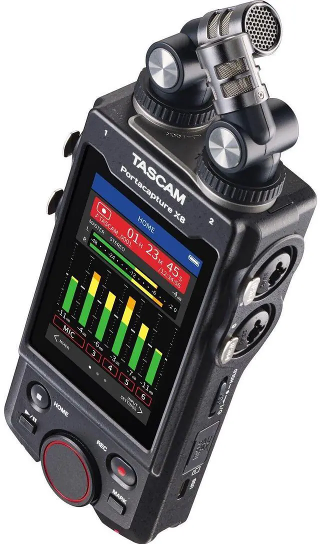 Alt view image 4 of 7 - TASCAM Portacapture X8 Multi-recorder, ATH-M20X, 32GB MicroSD Card, (2) 1/4 Cables, (2) XLR Cables Bundle