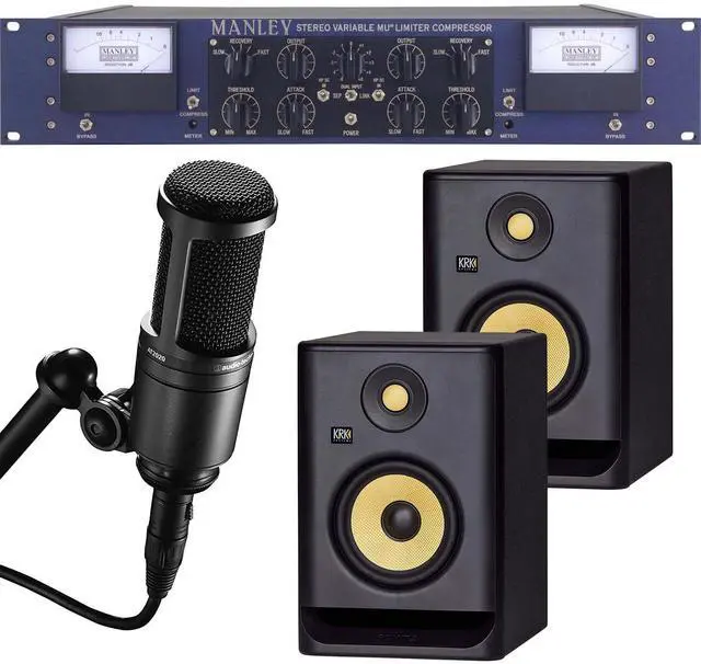 Main image of Manley Variable Mu Stereo Compressor Limiter, (2) KRK RP5G4 Studio Monitors, Audio Technica AT2020 Mic Bundle