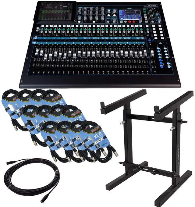 Main image of Allen & Heath Qu-24C Digital Mixer, RockVille Rack RXS20, 50FT Ethercon Cable, (12) XLR Cables Bundle